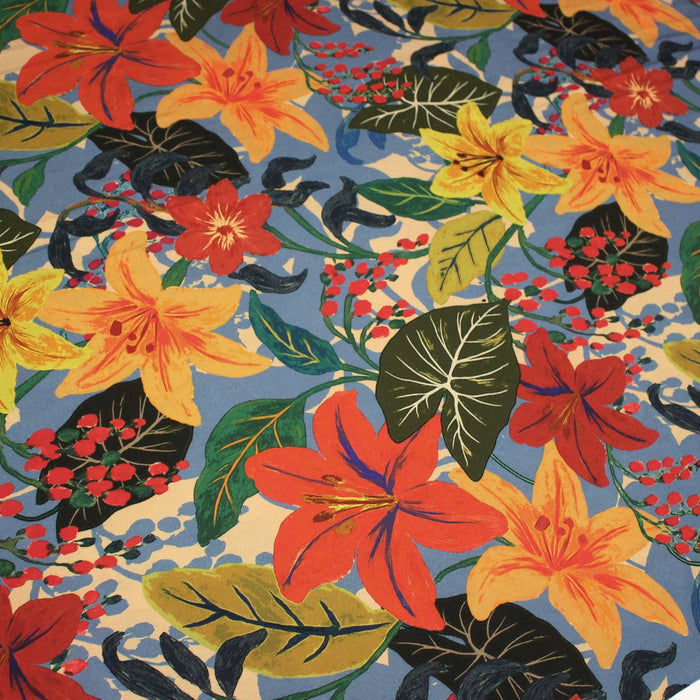Tissu Viscose fluide MADIDI, aux fleurs de lys multicolores - STANDARD 100 OEKO - TEX - TissusPapi.com