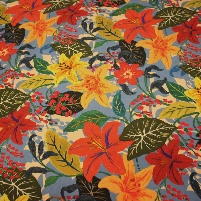 Tissu Viscose fluide MADIDI, aux fleurs de lys multicolores - STANDARD 100 OEKO - TEX - TissusPapi.com