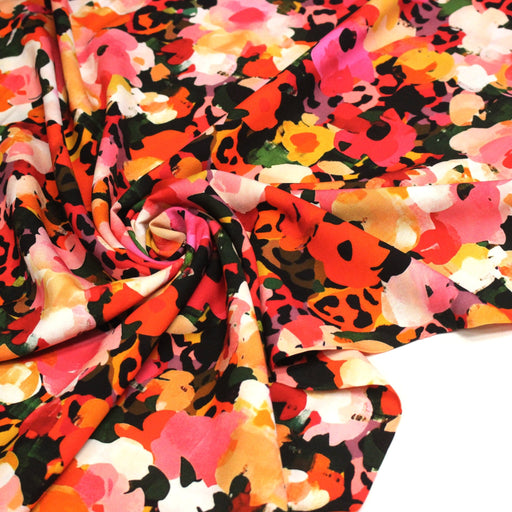 Tissu Viscose fluide MARGAY floral abstrait multicolore, floral multicolore - STANDARD 100 OEKO - TEX - TissusPapi.com