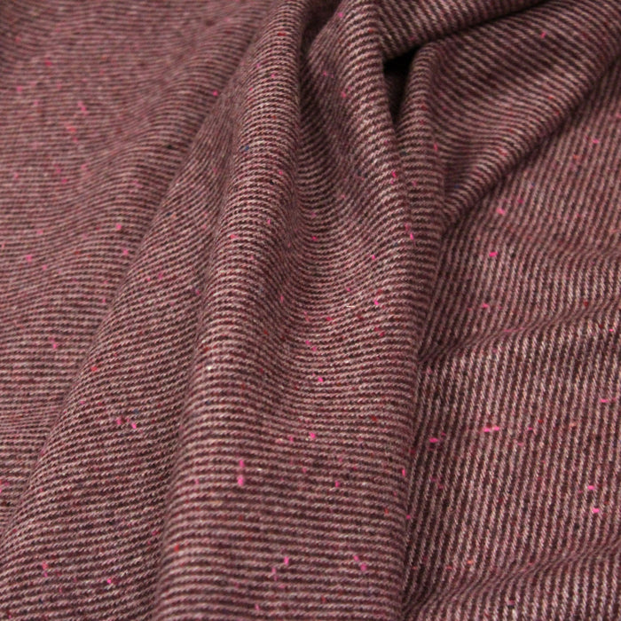 Tissu lainage tweed aux rayures violettes et parme - Fabrication italienne