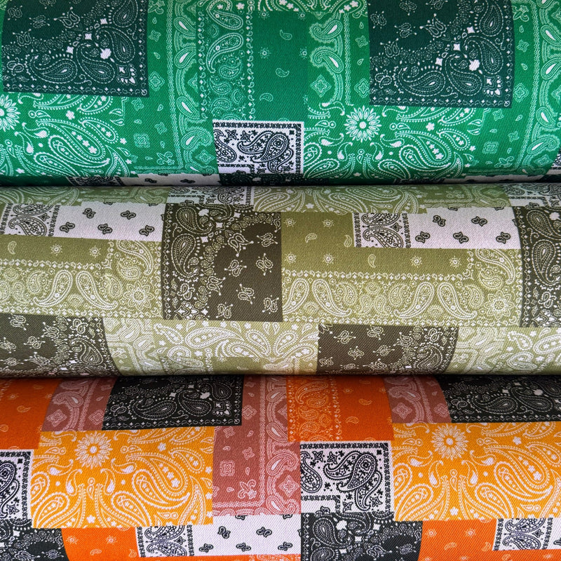 Tissu gabardine coton imprimée motif BANDANA paisley : nombreuses couleurs ! - OEKO-TEX STANDARD 100 - TissusPapi.com
