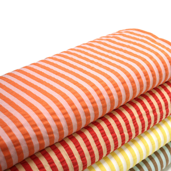 Tissu seersucker coton rayures 1cm : nombreuses couleurs estivales et fluo ! - STANDARD 100 OEKO - TEX - TissusPapi.com
