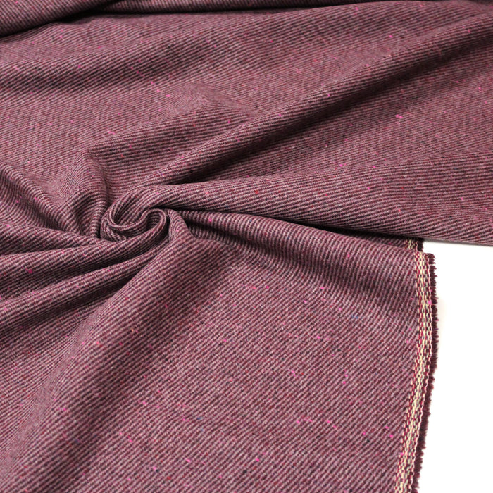 Tissu lainage tweed aux rayures violettes et parme - Fabrication italienne
