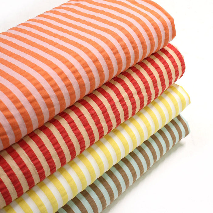 Tissu seersucker coton rayures 1cm : nombreuses couleurs estivales et fluo ! - STANDARD 100 OEKO - TEX - TissusPapi.com