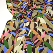 Tissu Viscose fluide FLOR DE SOL floral tropical chocolat vert bleu rose - STANDARD 100 OEKO - TEX - TissusPapi.com