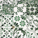 Tissu popeline de coton AZULEJOS aux carreaux de faïence vert sauge & blanc - tissuspapi