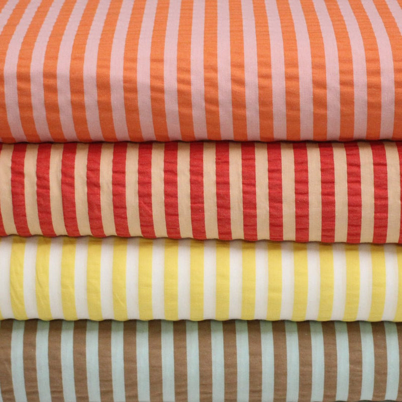 Tissu seersucker coton rayures 1cm : nombreuses couleurs estivales et fluo ! - STANDARD 100 OEKO - TEX - TissusPapi.com