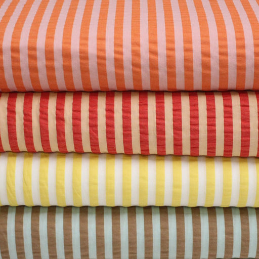 Tissu seersucker coton rayures 1cm : nombreuses couleurs estivales et fluo ! - STANDARD 100 OEKO - TEX - TissusPapi.com