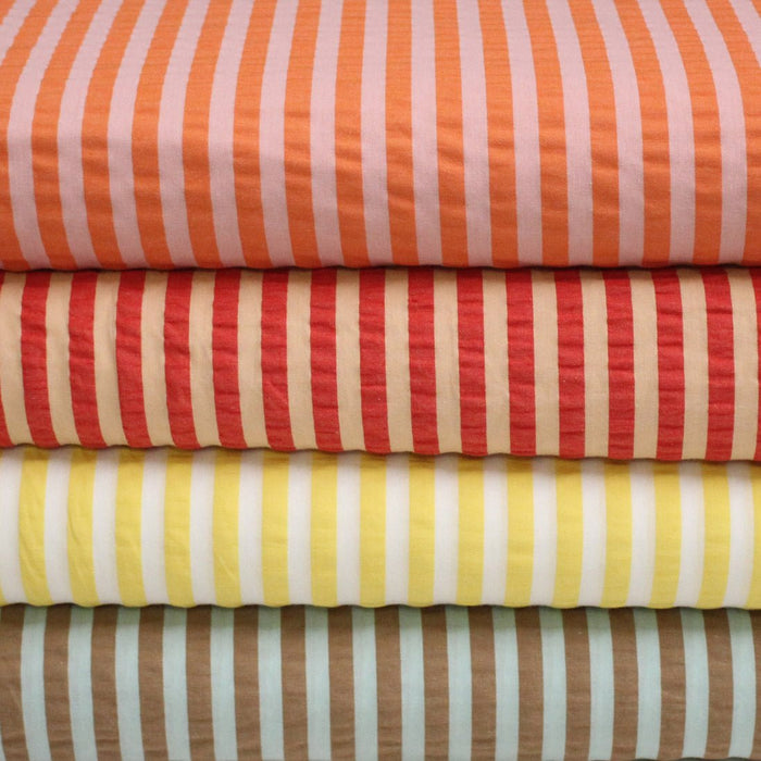 Tissu seersucker coton rayures 1cm : nombreuses couleurs estivales et fluo ! - STANDARD 100 OEKO - TEX - TissusPapi.com