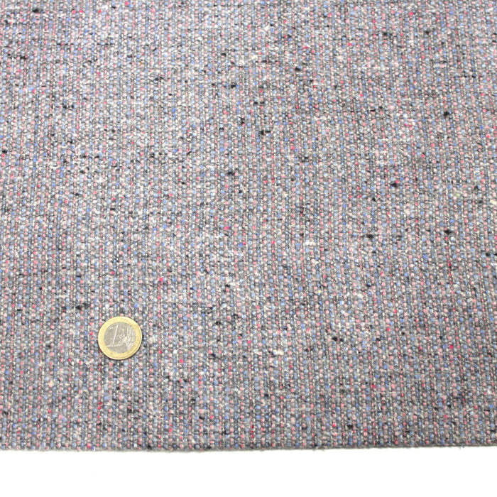 Tissu lainage tweed gris rose et bleu, faux-uni - Fabrication italienne