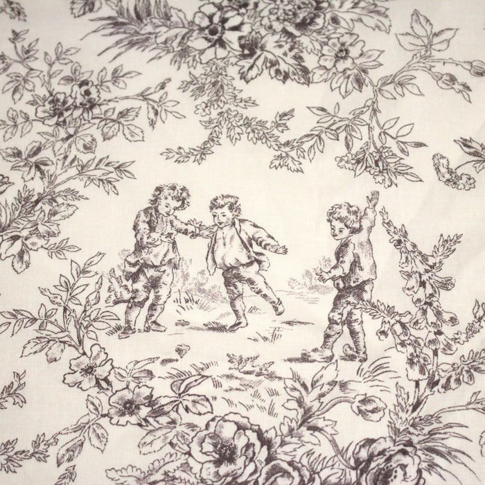 Tissu coton renforcé TOILE DE JOUY LES BAMBINS, grande largeur 280cm : bleu ou grège - OEKO - TEX - TissusPapi.com