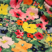Tissu Viscose fluide REBECCA, floral jaune rose rouge, feuilles vertes - STANDARD 100 OEKO - TEX - TissusPapi.com