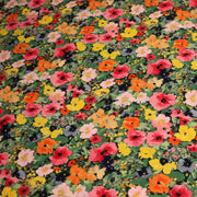 Tissu Viscose fluide REBECCA, floral jaune rose rouge, feuilles vertes - STANDARD 100 OEKO - TEX - TissusPapi.com
