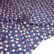 Tissu cotonnade motif japonais KOï aux poissons carpes koï & nénuphars, fond bleu roi - OEKO - TEX - TissusPapi.com