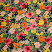 Tissu Viscose fluide REBECCA, floral jaune rose rouge, feuilles vertes - STANDARD 100 OEKO - TEX - TissusPapi.com