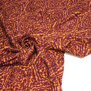 Tissu Viscose fluide ASSA arabesques rouge bordeaux fond ocre – STANDARD 100 OEKO - TEX - TissusPapi.com
