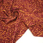 Tissu Viscose fluide ASSA arabesques rouge bordeaux fond ocre – STANDARD 100 OEKO - TEX - TissusPapi.com