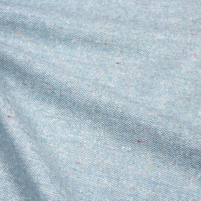 Tissu lainage faux-uni bleu ciel et écru - Fabrication italienne