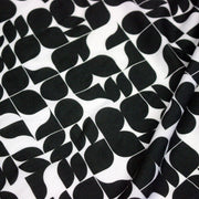 Tissu viscose fluide SEVENTIES, motif géométrique noir et blanc - STANDARD 100 OEKO - TEX - TissusPapi.com