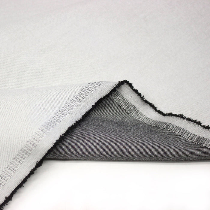 Tissu DENIM recto gris anthracite et verso blanc grisé, coton élasthanne – Fabrication italienne - TissusPapi.com