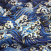 Tissu cotonnade motif japonais VAGUES HOKUSAI dorées, bleu ou rouge - COLLECTION JAPON DORÉ - TissusPapi.com
