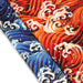 Tissu cotonnade motif japonais VAGUES HOKUSAI dorées, bleu ou rouge - COLLECTION JAPON DORÉ - TissusPapi.com