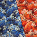 Tissu cotonnade motif japonais VAGUES HOKUSAI dorées, bleu ou rouge - COLLECTION JAPON DORÉ - TissusPapi.com