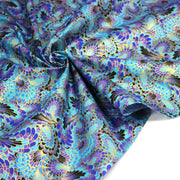 Tissu cotonnade motif japonais LES PLUMES DE PAON dorées, bleu turquoise ou rose fuchsia - COLLECTION JAPON DORÉ - TissusPapi.com