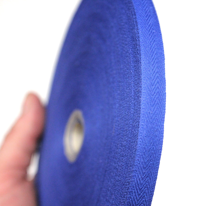 Ruban sergé de coton bleu roi 10mm - Galette de 50 mètres - Fabrication française - TissusPapi.com