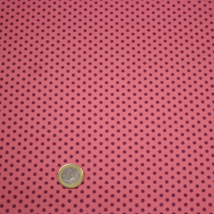 Tissu popeline rose à pois magenta 3mm - COLLECTION POLKA DOT