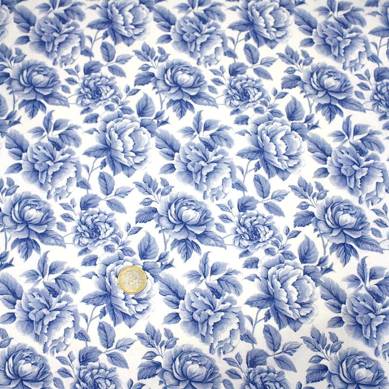 Tissu cotonnade HAMPTON BLOOM, motif britannique fleuri bleu ou rose - OEKO - TEX STANDARD 100 - TissusPapi.com