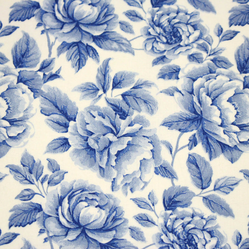 Tissu cotonnade HAMPTON BLOOM, motif britannique fleuri bleu ou rose - OEKO - TEX STANDARD 100 - TissusPapi.com