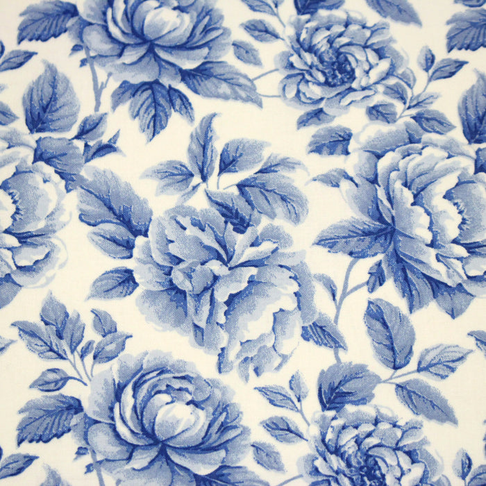 Tissu cotonnade HAMPTON BLOOM, motif britannique fleuri bleu ou rose - OEKO-TEX STANDARD 100 - TissusPapi.com