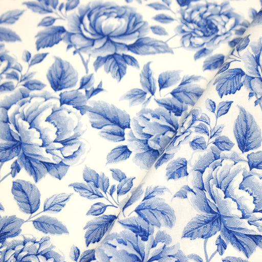 Tissu cotonnade HAMPTON BLOOM, motif britannique fleuri bleu ou rose - OEKO-TEX STANDARD 100 - TissusPapi.com