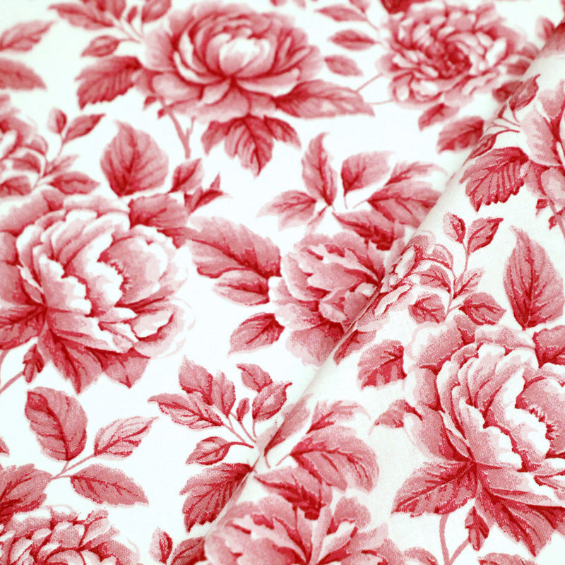 Tissu cotonnade HAMPTON BLOOM, motif britannique fleuri bleu ou rose - OEKO - TEX STANDARD 100 - TissusPapi.com