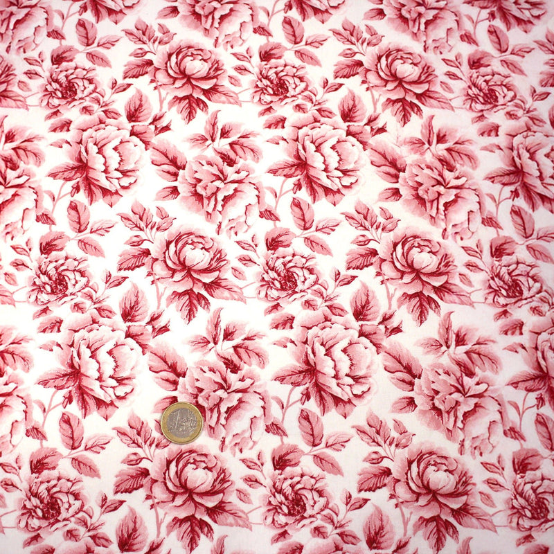 Tissu cotonnade HAMPTON BLOOM, motif britannique fleuri bleu ou rose - OEKO - TEX STANDARD 100 - TissusPapi.com