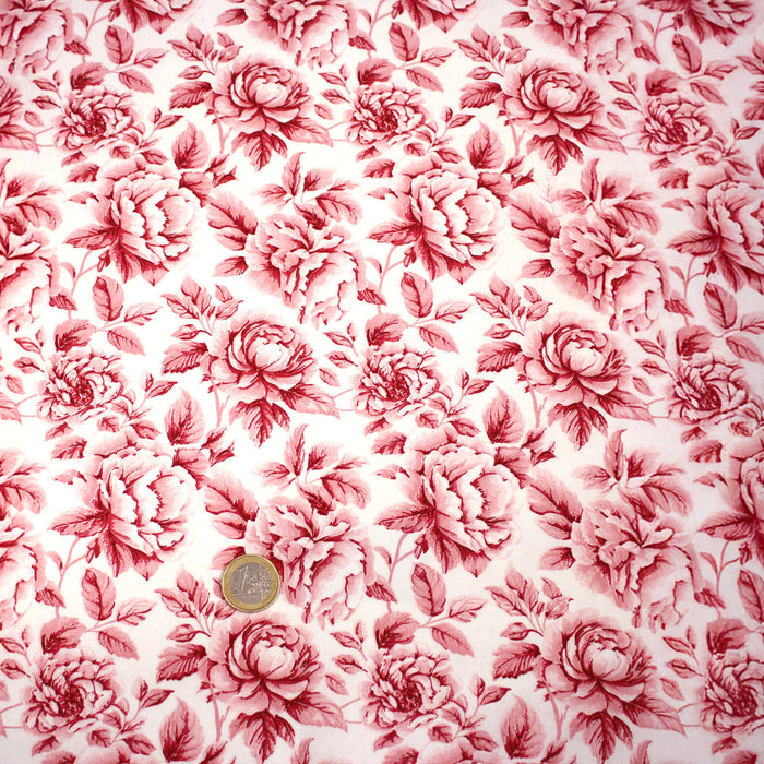 Tissu cotonnade HAMPTON BLOOM, motif britannique fleuri bleu ou rose - OEKO-TEX STANDARD 100 - TissusPapi.com