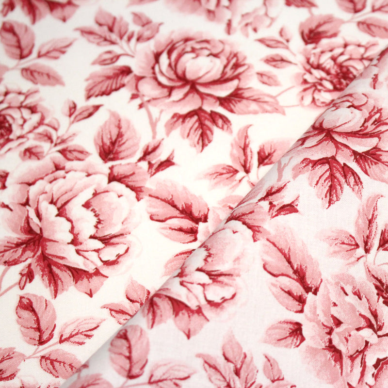 Tissu cotonnade HAMPTON BLOOM, motif britannique fleuri bleu ou rose - OEKO - TEX STANDARD 100 - TissusPapi.com