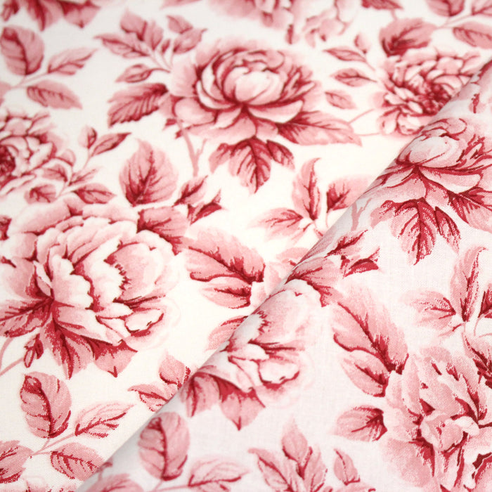 Tissu cotonnade HAMPTON BLOOM, motif britannique fleuri bleu ou rose - OEKO-TEX STANDARD 100 - TissusPapi.com