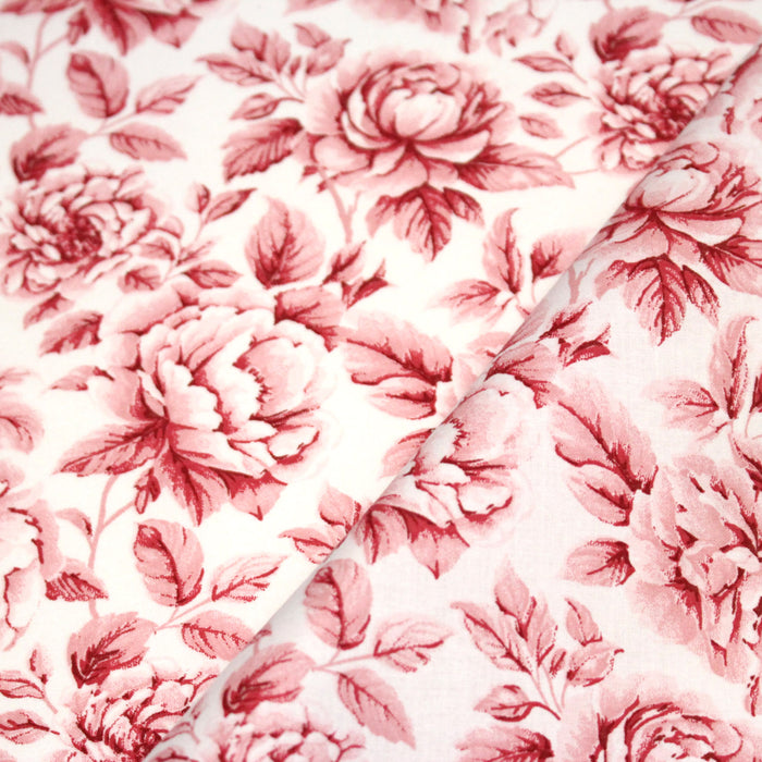 Tissu cotonnade HAMPTON BLOOM, motif britannique fleuri bleu ou rose - OEKO-TEX STANDARD 100 - TissusPapi.com