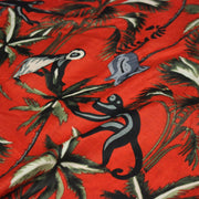 Tissu coton fin imprimé INDIENNES, les singes et la jungle, fond rouge - TissusPapi.com