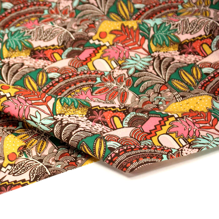 Tissu cotonnade CASA ESPANA, motif floral tropical coloré - OEKO-TEX STANDARD 100