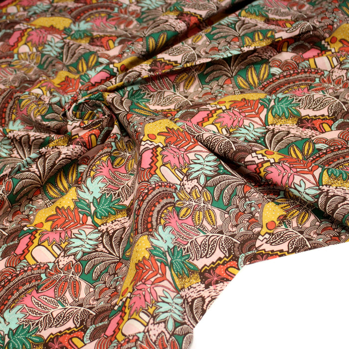 Tissu cotonnade CASA ESPANA, motif floral tropical coloré - OEKO-TEX STANDARD 100