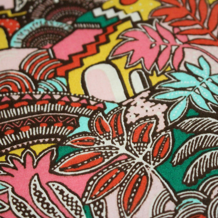 Tissu cotonnade CASA ESPANA, motif floral tropical coloré - OEKO-TEX STANDARD 100