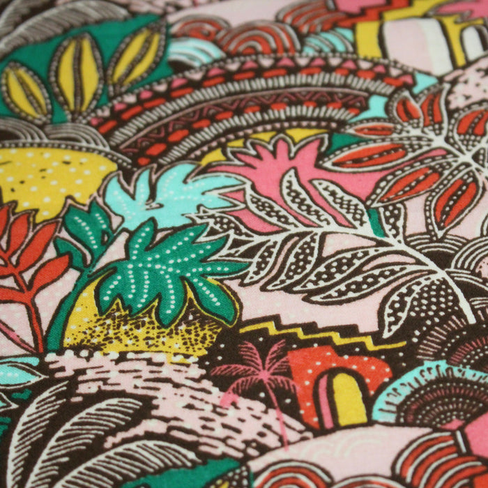 Tissu cotonnade CASA ESPANA, motif floral tropical coloré - OEKO-TEX STANDARD 100