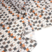 Tissu cotonnade KAWAII aux chats japonais blancs, gris et roux - OEKO - TEX - TissusPapi.com