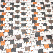 Tissu cotonnade KAWAII aux chats japonais blancs, gris et roux - OEKO - TEX - TissusPapi.com