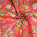 Tissu coton fin imprimé INDIENNES, rose fuchsia aux fines fleurs jaunes rouges et vertes - TissusPapi.com