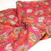 Tissu coton fin imprimé INDIENNES, rose fuchsia aux fines fleurs jaunes rouges et vertes - TissusPapi.com