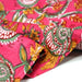 Tissu coton fin imprimé INDIENNES, rose fuchsia aux fines fleurs jaunes rouges et vertes - TissusPapi.com